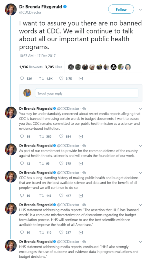 In The Meantime Brenda Fitzgerald Head Of CDC Denies Whole Thing At Least On Twitter In The Meantime Brenda Fitzgerald Head Of CDC Denies Whole Thing At Least On Twitter