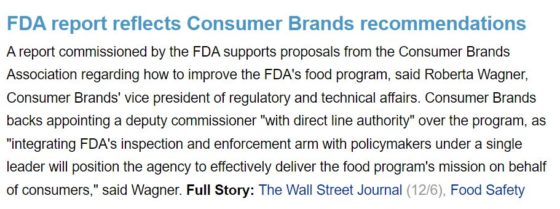 Reforming the FDA: a food industry view